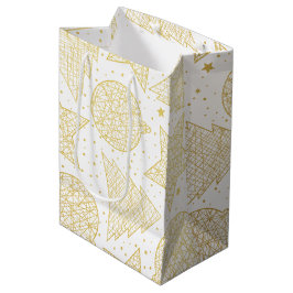 De gouden en Witte Zak van de Gift van het Patroon Medium Cadeauzakje