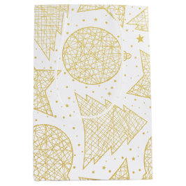 De gouden en Witte Zak van de Gift van het Patroon Medium Cadeauzakje