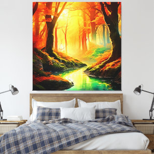 De gouden fluistering van de herfst canvas afdruk