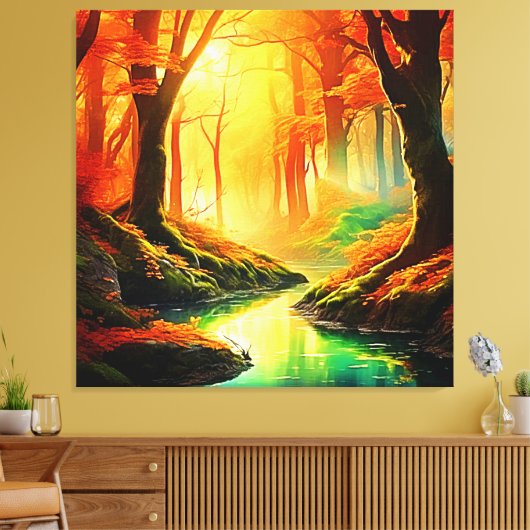 De gouden fluistering van de herfst canvas afdruk (Insitu (Woonkamer))