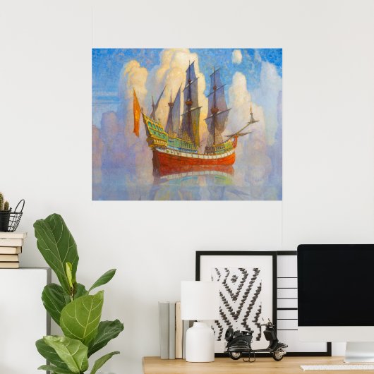 De gouden galjoen van Newell Convers Wyeth Poster (Thuiskantoor)