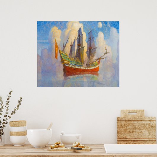 De gouden galjoen van Newell Convers Wyeth Poster (Keuken)