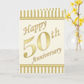 De gouden Gelukkige 50ste Kaart van het Jubileum - (Gele Bloem)