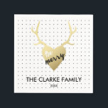 De gouden Geweitakken van Herten | Servetten van<br><div class="desc">Gouden Geweitakken | Servetten van het Document van de Vakantie. Het Moderne, trendy ontwerp van Elke Clarke © met gouden geweitakken, hart op een zwart-witte achtergrond van het stippenpatroon. Met woorden "vrolijk ben" in een manuscriptdoopvont. Veelzijdig, gepersonaliseerd en eenvoudig ontwerp voor een seizoengebonden Kerstmis of van Kerstmis het decoridee van...</div>