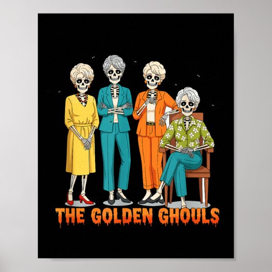 De Gouden Ghouls Skelet Halloween Idee Grappig Poster (Voorkant)