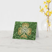 De gouden Glanzende Keltische Klaver Groene Faux Kaart (Gele Bloem)