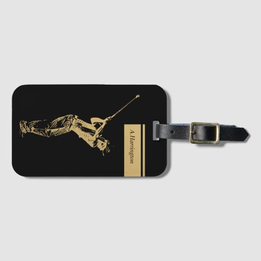 De gouden golfer bagagelabel (Voorkant (horizontaal))