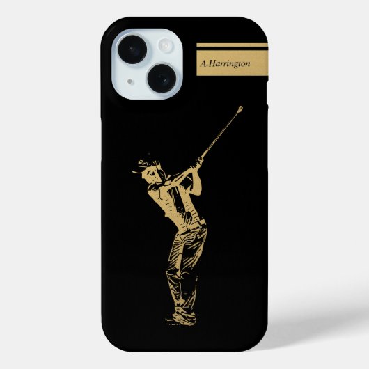 De gouden golfer Case-Mate iPhone case (Achterkant)