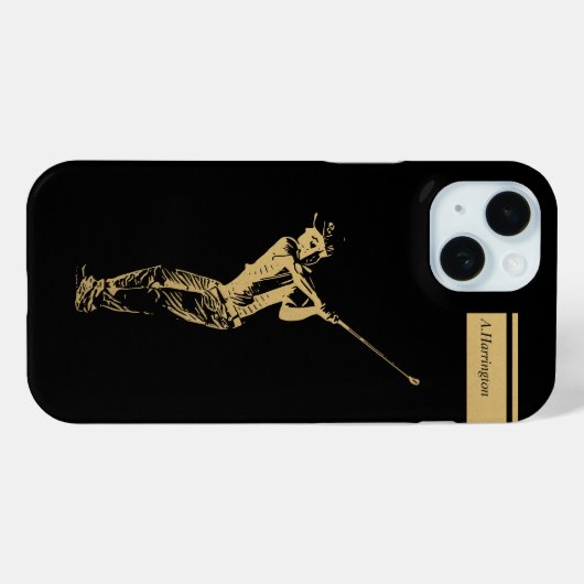 De gouden golfer Case-Mate iPhone case (Achterkant (horizontaal))