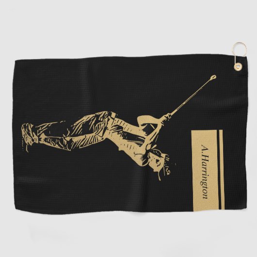 De gouden golfer golfhanddoek (Horizontaal)
