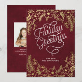 De gouden Groeten van de Vakantie Botanicals Feestdagenkaart (Voorkant / Achterkant)