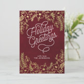 De gouden Groeten van de Vakantie Botanicals Feestdagenkaart (Staand voorkant)