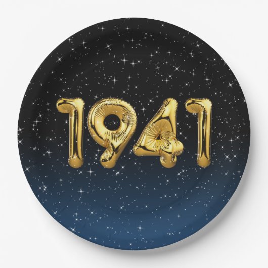 De gouden jaarballonnen van 1941 met sterren papieren bordje (Voorkant)