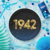 De gouden jaarballonnen van 1942 met sterren papieren bordje (Feest)