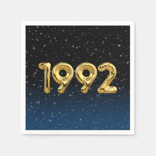 De gouden jaarballonnen van 1992 in sterren servet