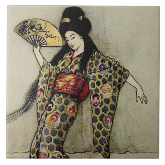 “De Gouden Kam” door Warwick Goble Tegeltje (Voorkant)