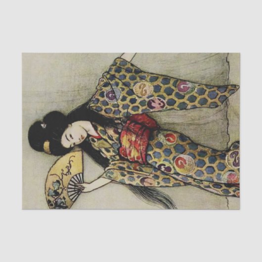“De Gouden Kam” door Warwick Goble Tissuepapier (Voorkant)