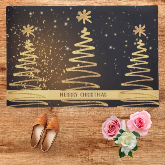 De gouden kerststerren van de Sparkle-gouden Kerst Deurmat