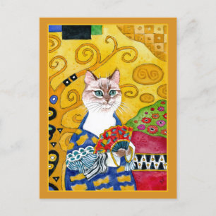 De gouden leuke kat van Gustav Klimt met het Briefkaart