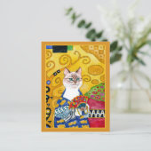 De gouden leuke kat van Gustav Klimt met het Briefkaart (Staand voorkant)