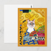 De gouden leuke kat van Gustav Klimt met het Briefkaart (Voorkant / Achterkant)
