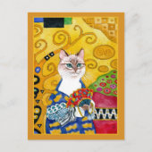 De gouden leuke kat van Gustav Klimt met het Briefkaart (Voorkant)