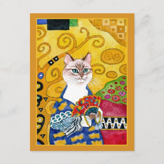 De gouden leuke kat van Gustav Klimt met het Briefkaart (Voorkant)