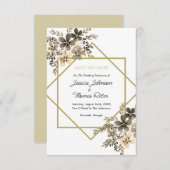 De gouden Lijst kleurt Floral sparen de Datum Save The Date (Voorkant / Achterkant)