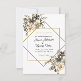 De gouden Lijst kleurt Floral sparen de Datum Save The Date
