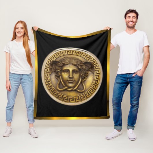 De Gouden Medusa - Gorgon Griekse Sleutel Fleece Deken (In situ)