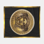 De Gouden Medusa - Gorgon Griekse Sleutel Fleece Deken (Voorkant (Horizontaal))