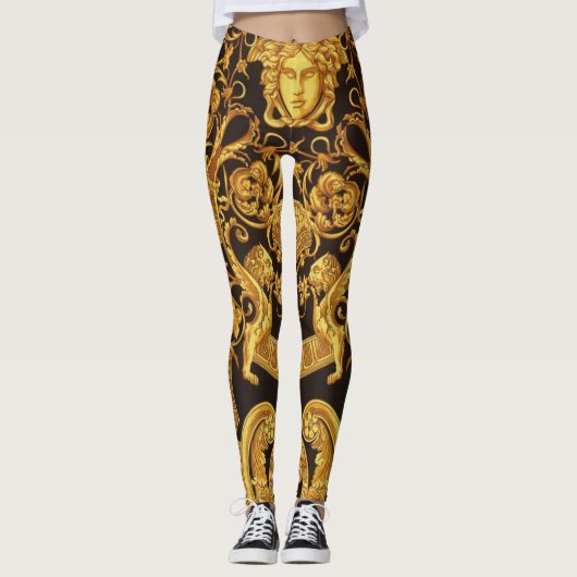 de Gouden Medusa Gorgon met Arabesken Leggings (Voorkant)