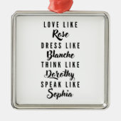 De gouden meisjes Black en White Typografie Metalen Ornament (Voorkant)