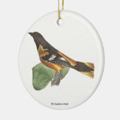 De gouden of Baltimore Oriole (Icterus galbula) Keramisch Ornament (Links)