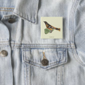 De gouden of Baltimore Oriole (Icterus galbula) Vierkante Button 5,1 Cm (In situ)