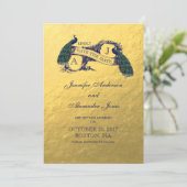 De gouden Pauw bewaart de Kaart van de Datum (Staand voorkant)