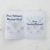 De gouden pentagram-schedel-Witte Kaart van Rozen (Binnen)