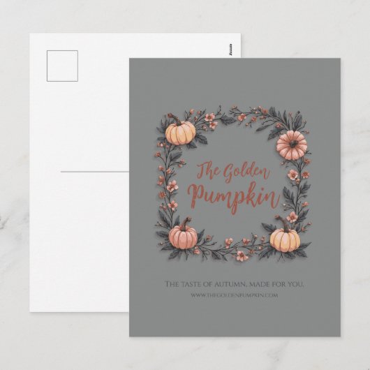 De gouden pompoen feestdagenkaart (Voorkant / Achterkant)