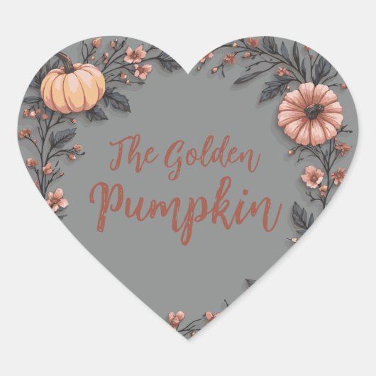 De gouden pompoen hart sticker (Voorkant)