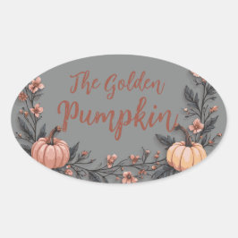 De gouden pompoen ovale sticker