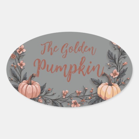 De gouden pompoen ovale sticker (Voorkant)