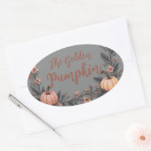 De gouden pompoen ovale sticker (Envelop)