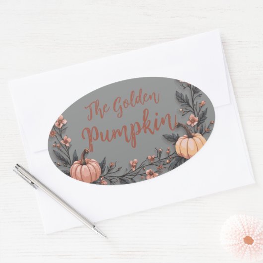De gouden pompoen ovale sticker (Envelop)