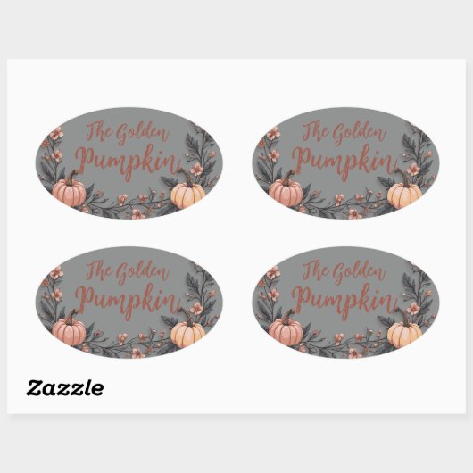 De gouden pompoen ovale sticker (Vel)