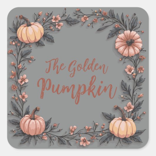 De gouden pompoen vierkante sticker (Voorkant)
