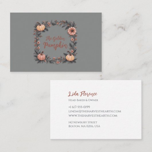 De gouden pompoen visitekaartje (Voorkant / Achterkant)