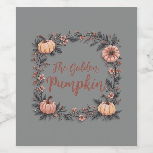 De gouden pompoen wijn etiket (Enkel label)