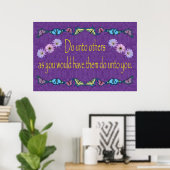 De Gouden Regel met Bloemen en Butterflies Poster (Thuiskantoor)