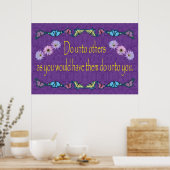 De Gouden Regel met Bloemen en Butterflies Poster (Keuken)