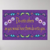 De Gouden Regel met Bloemen en Butterflies Poster (Voorkant)